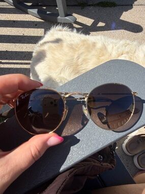 Ray-Ban Women's Round Metal Sunglasses - Gold Frame with Brown Lenses